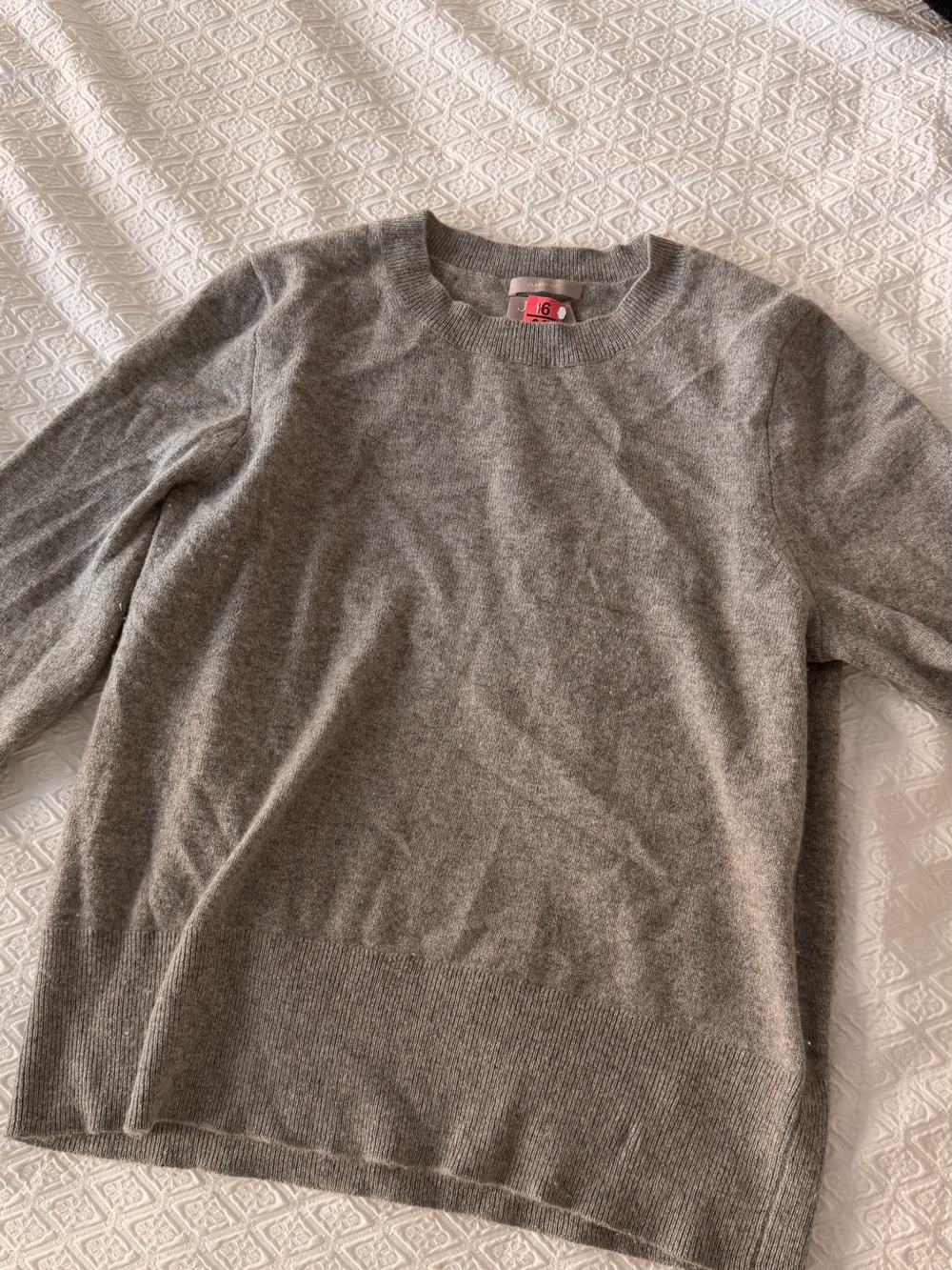 J Crew Women Heather Gray Crewneck Sweater CASHMERE